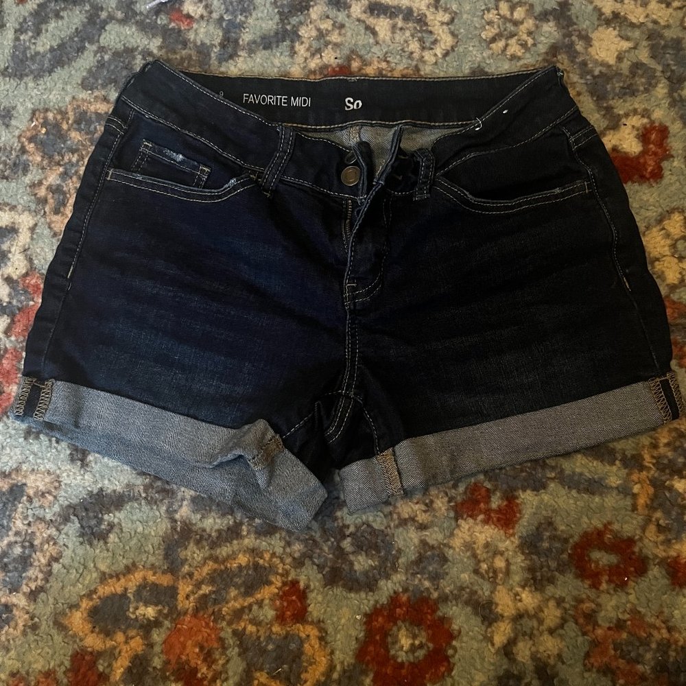 SO mid rise jean shorts